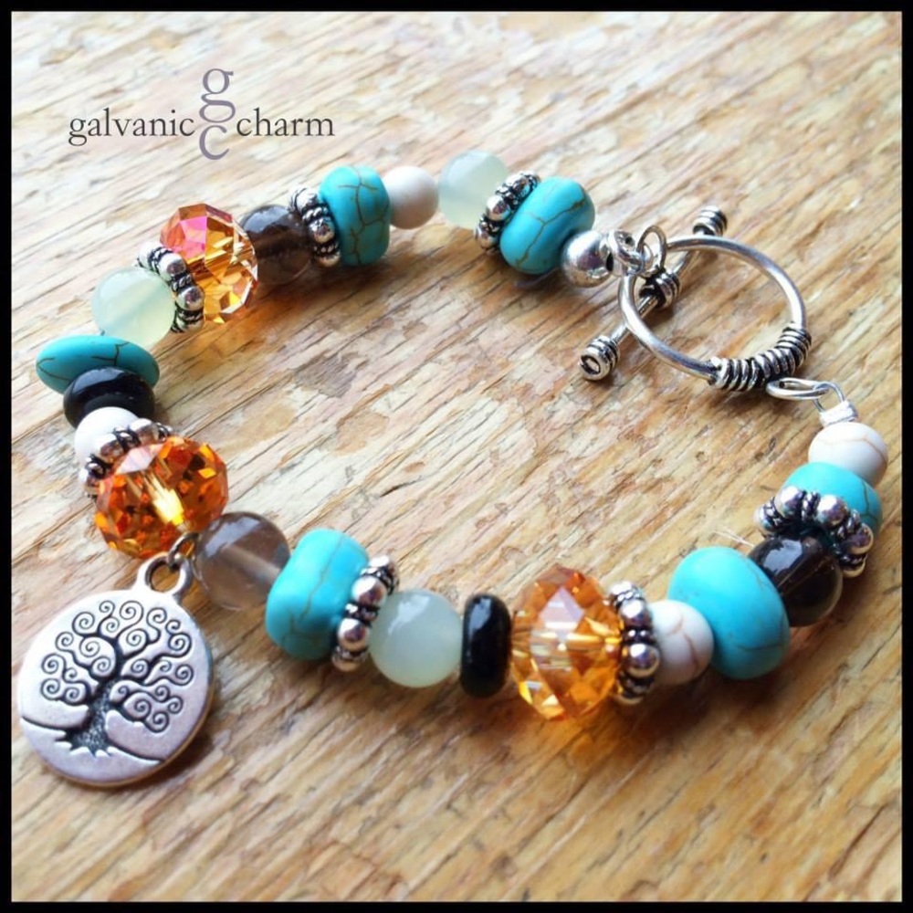 TREE OF LIFE beaded charm bracelet